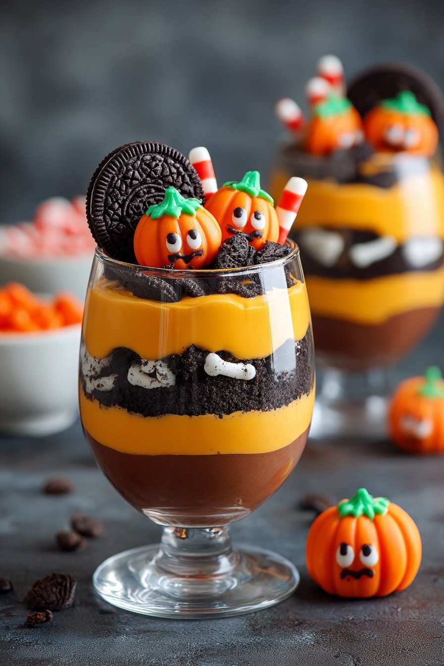 Halloween Dirt Cake Cups Recipe - Serving