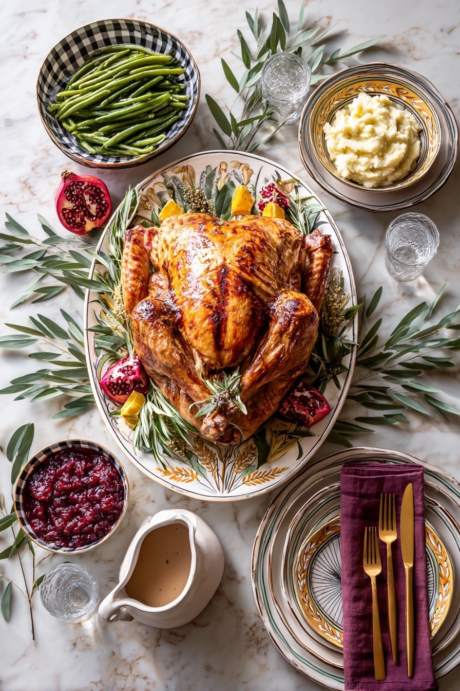 Apple Cider Glazed Turkey with Perfect Gravy Recipe - Serving