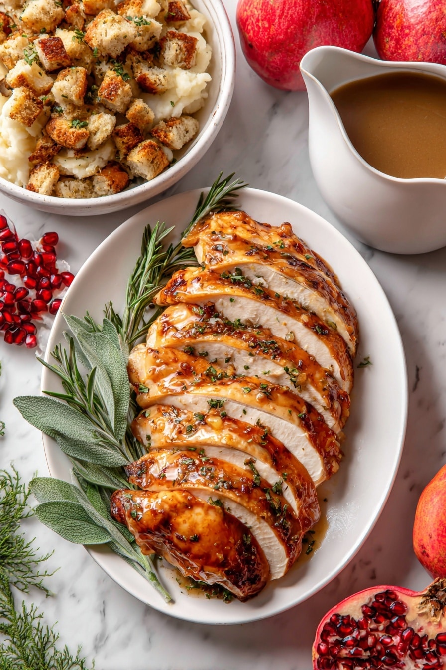 Butter and Herb Turkey Breast Roast with Easy Pan Gravy Recipe - Serving
