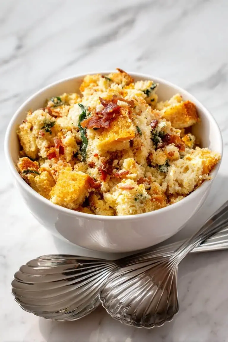 Double Bread Stuffing with Bacon, Leeks, and Herbs Recipe