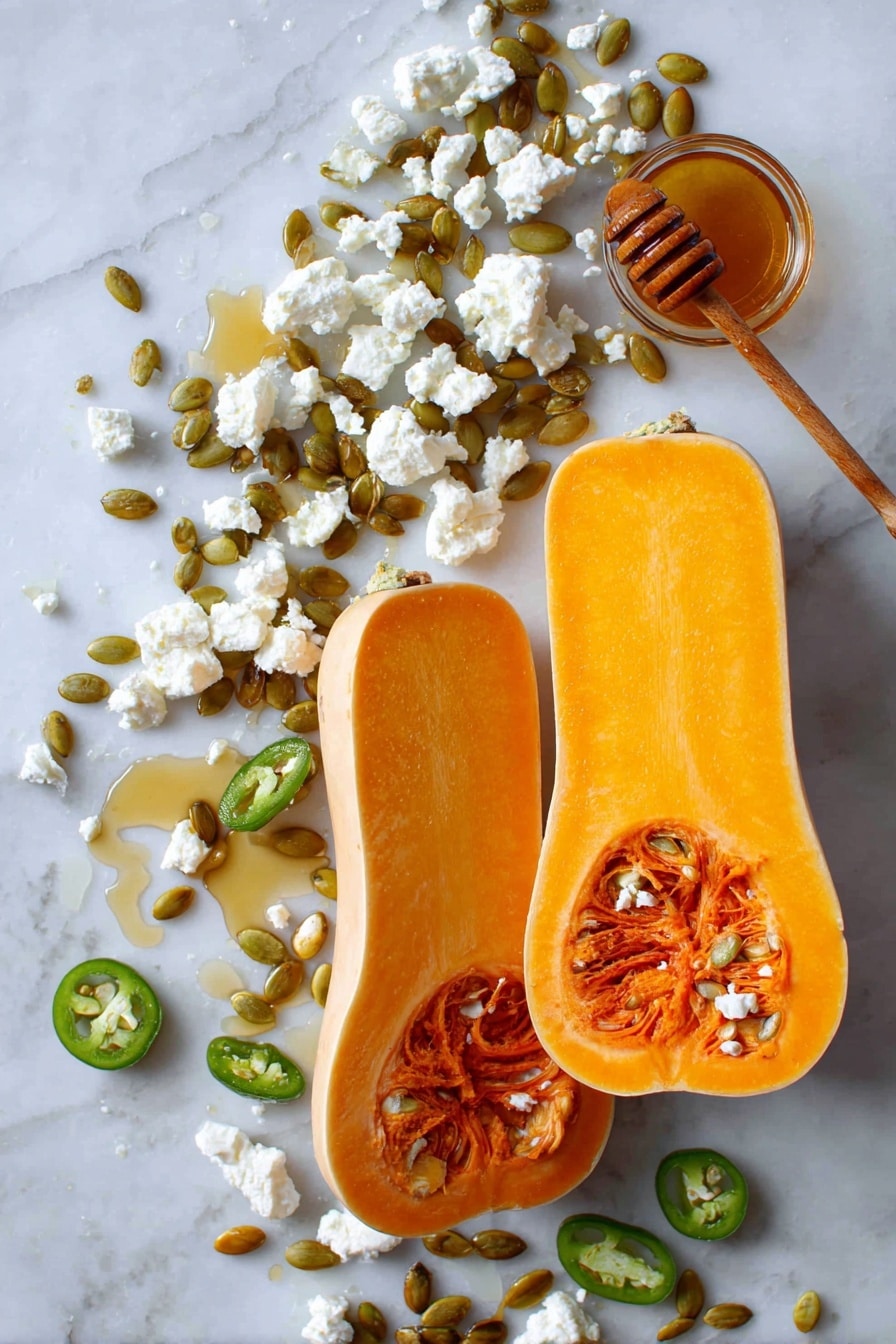 Hot Honey Hasselback Butternut Squash with Feta and Pepitas Recipe - Ingredients