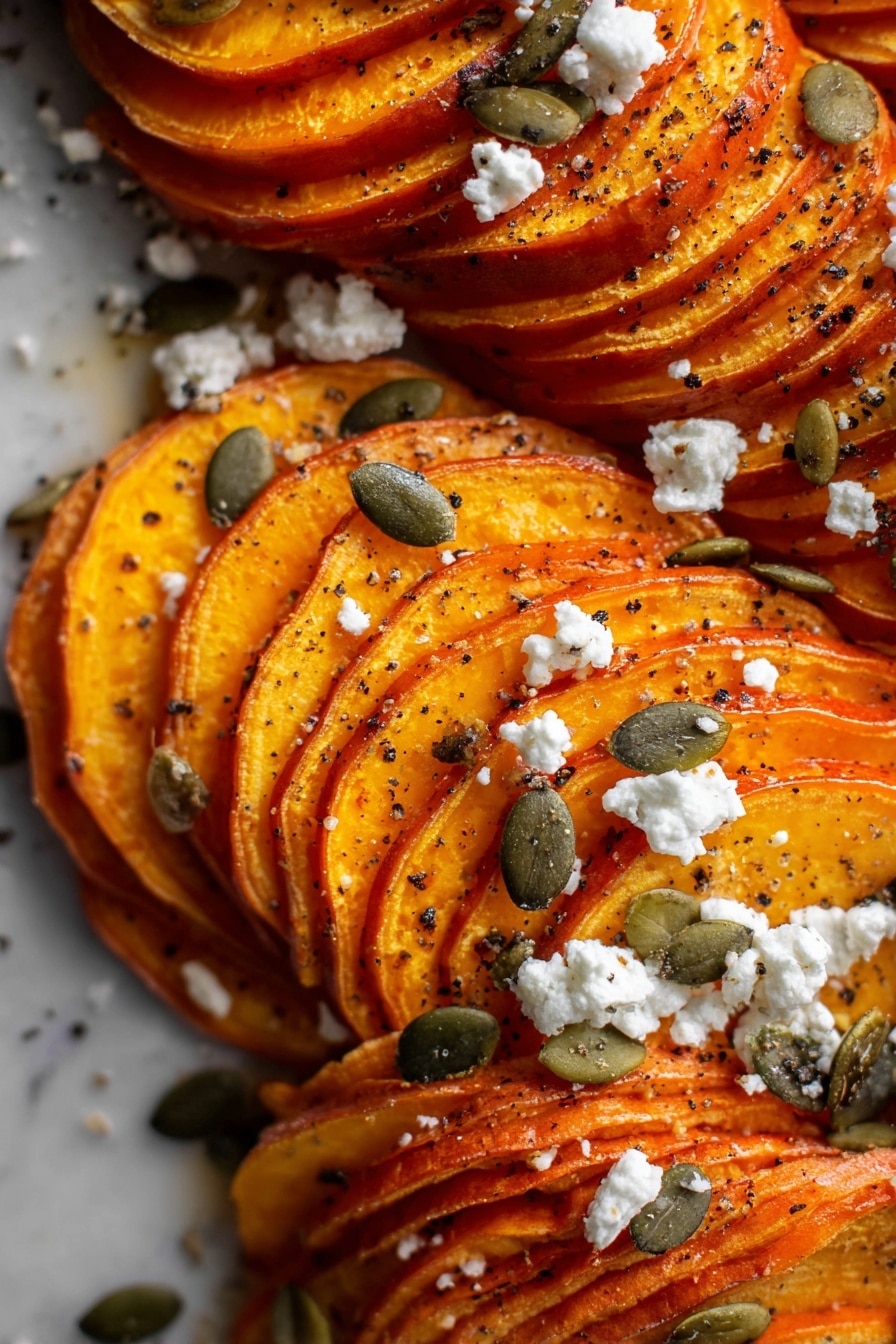 Hot Honey Hasselback Butternut Squash with Feta and Pepitas Recipe - Recipe Step