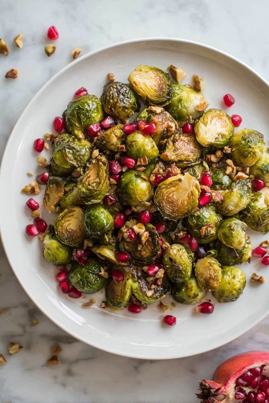 Roasted Maple Mustard Brussels Sprouts with Pistachios and Pomegranate Recipe - Serving