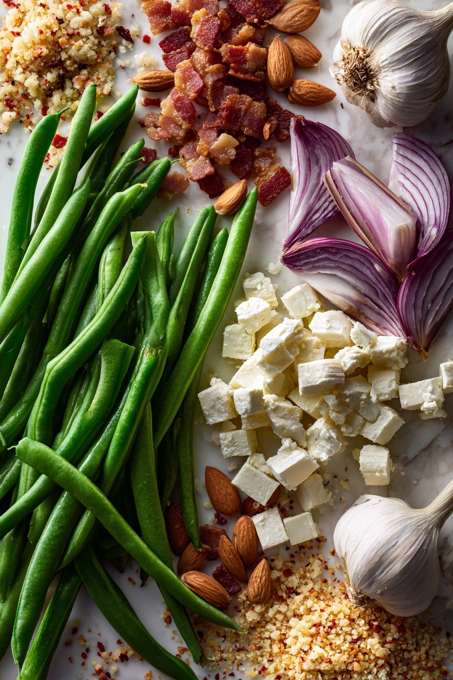 Loaded Skillet Green Beans with Bacon, Feta, and Garlic Brown Butter Breadcrumbs Recipe - Ingredients