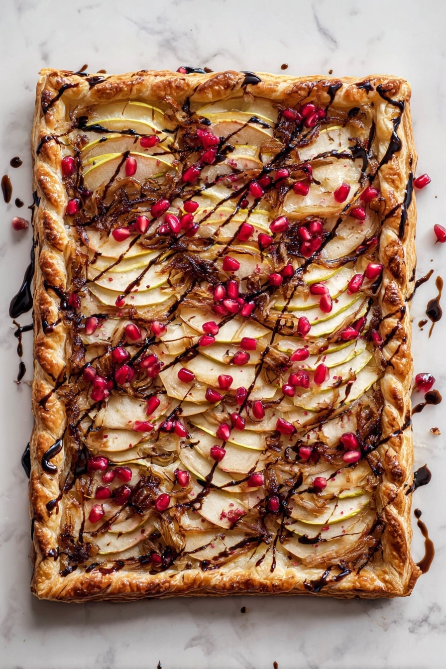 Apple Brie & Caramelized Onion Tart with Pomegranate Arils and Pomegranate Molasses Recipe - Recipe Step