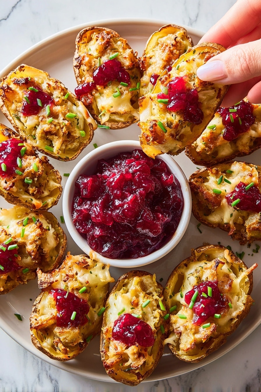 Thanksgiving Potato Skins with Turkey, Stuffing, and Cranberry Sauce Recipe - Recipe Step