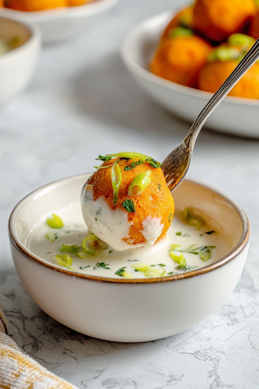 Buffalo Chicken Meatballs with Bleu Cheese Yogurt Dip Recipe - Recipe Step