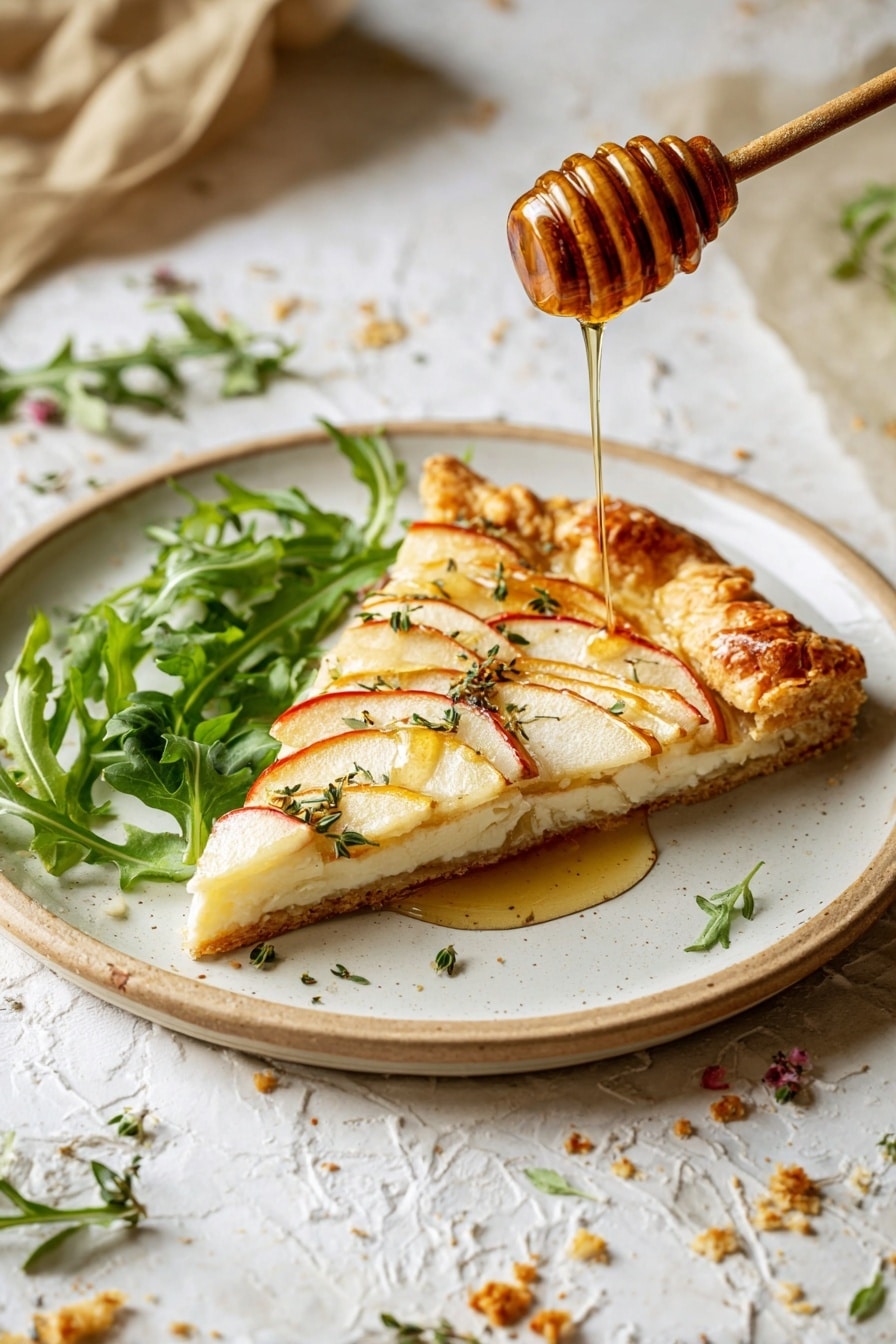 Apple Cheddar Galette with Thyme and Honey Recipe - Serving