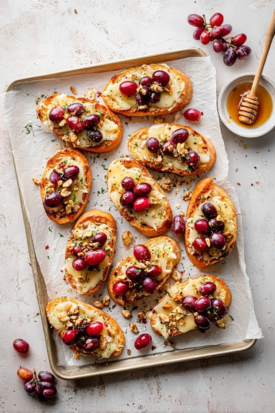 Roasted Grape & Brie Crostini with Honey and Sea Salt Recipe - Serving