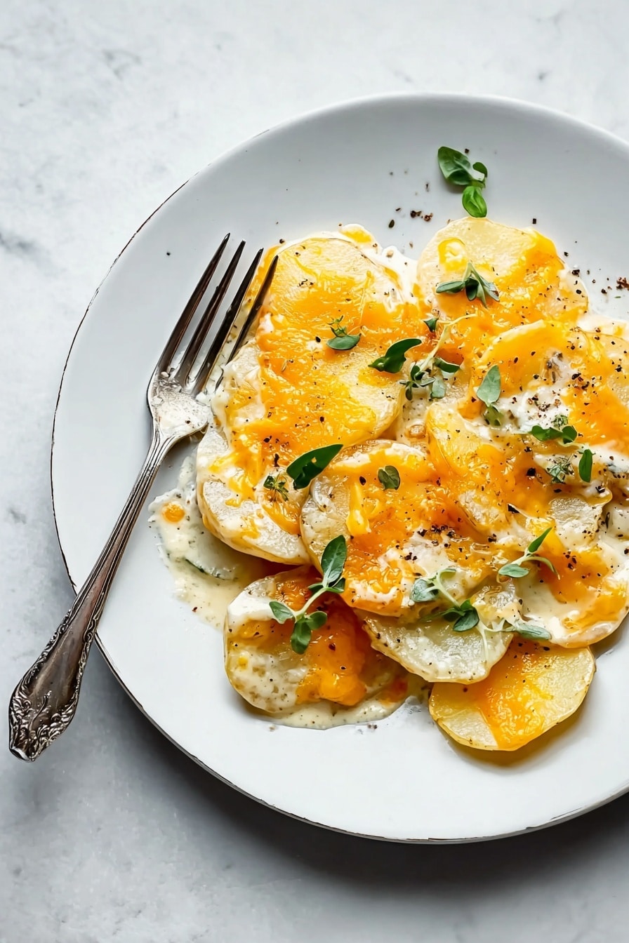 Creamy Cheddar Scalloped Potatoes Recipe - Serving