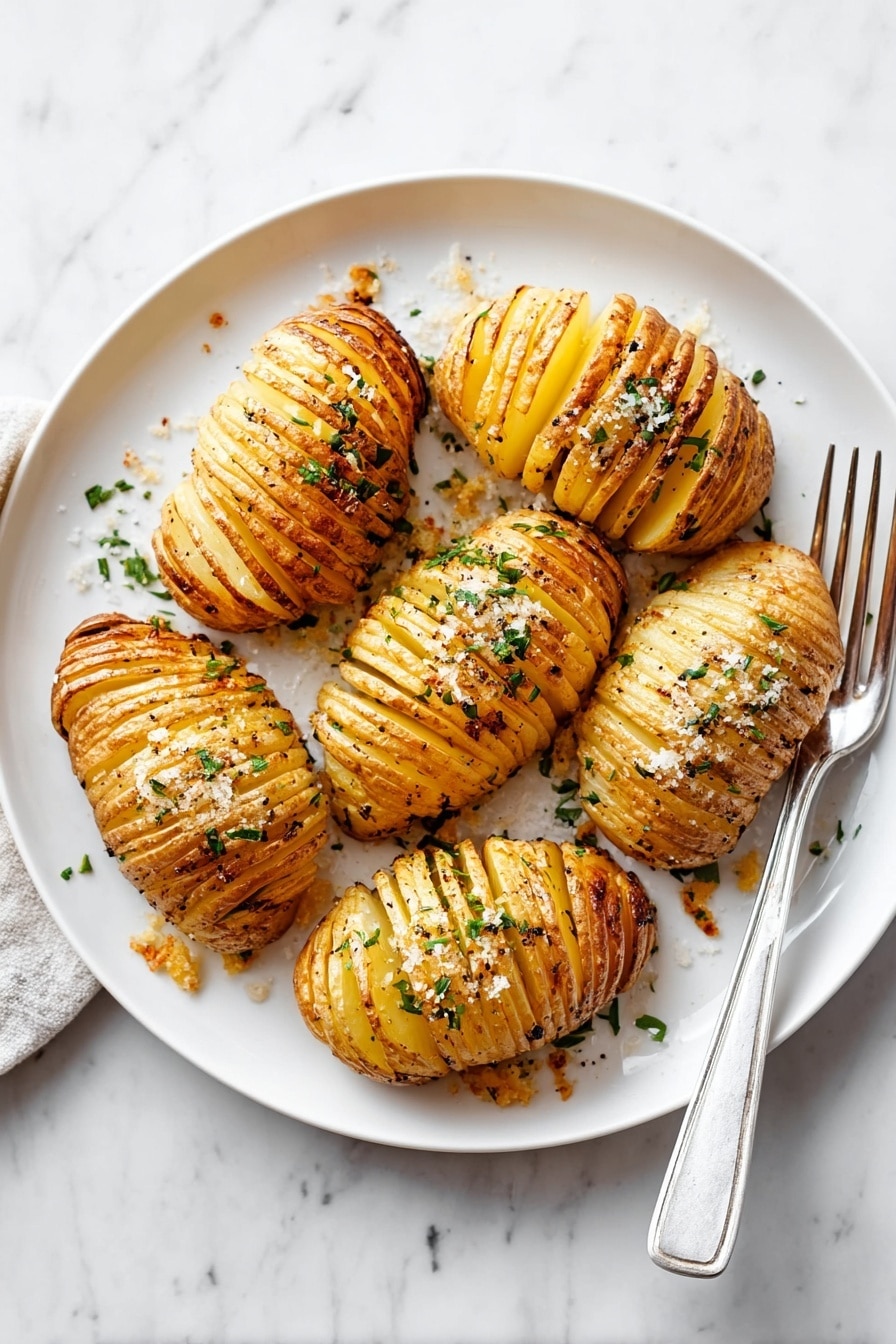 Hasselback Potatoes with Herb Butter and Parmesan Recipe - Serving