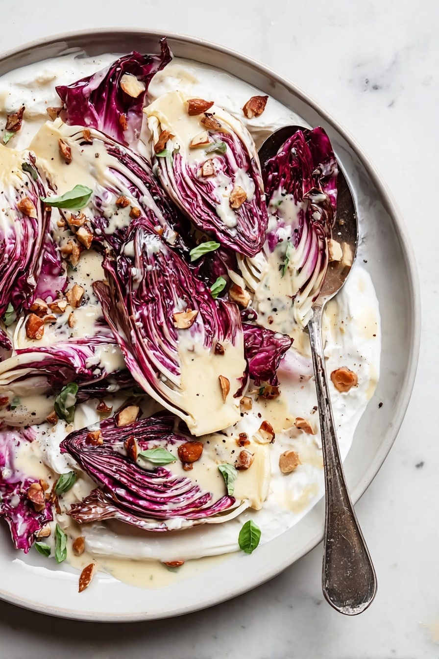 Grilled Radicchio Salad with Crème Fraîche Vinaigrette and Hazelnuts Recipe - Recipe Step
