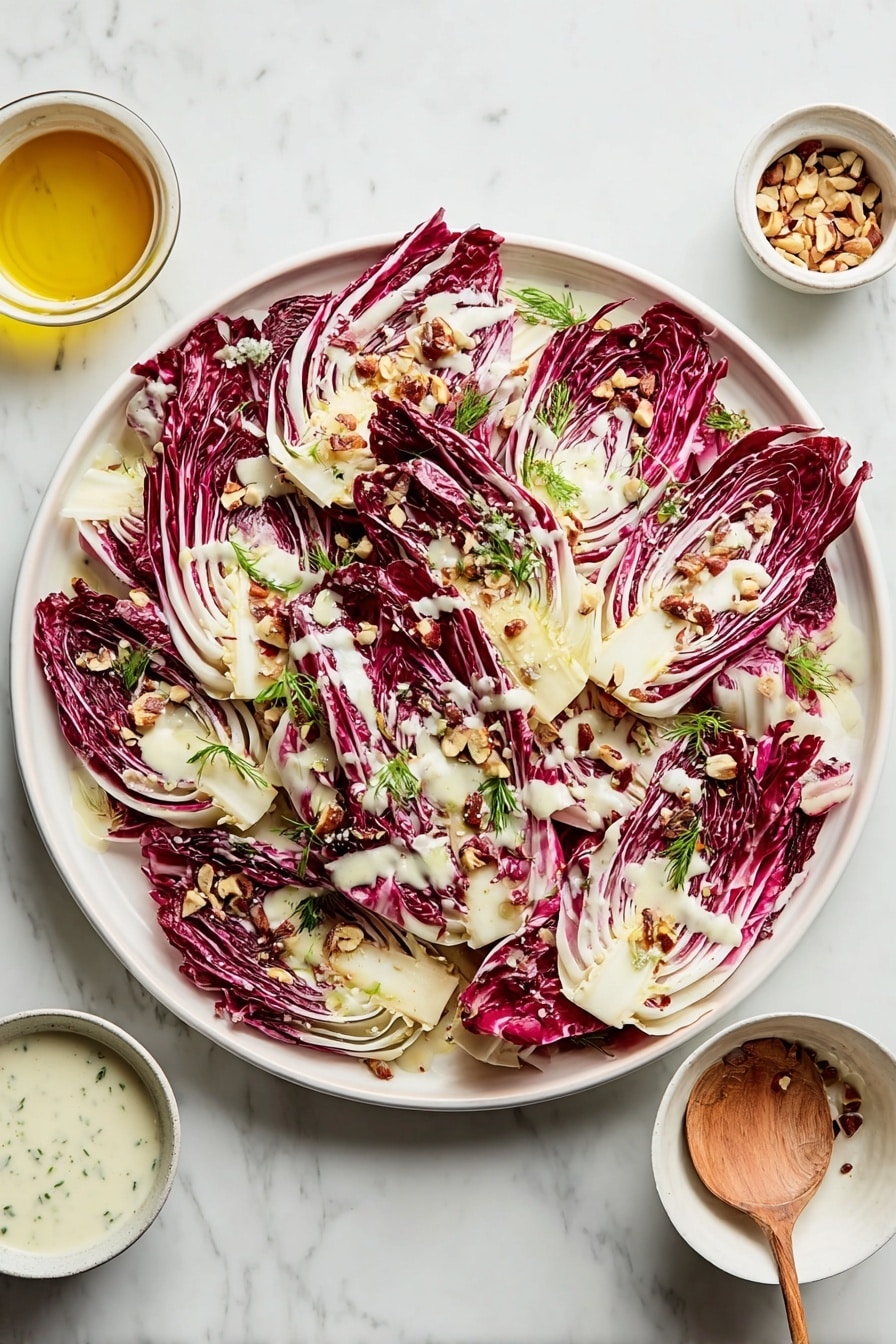 Grilled Radicchio Salad with Crème Fraîche Vinaigrette and Hazelnuts Recipe - Serving