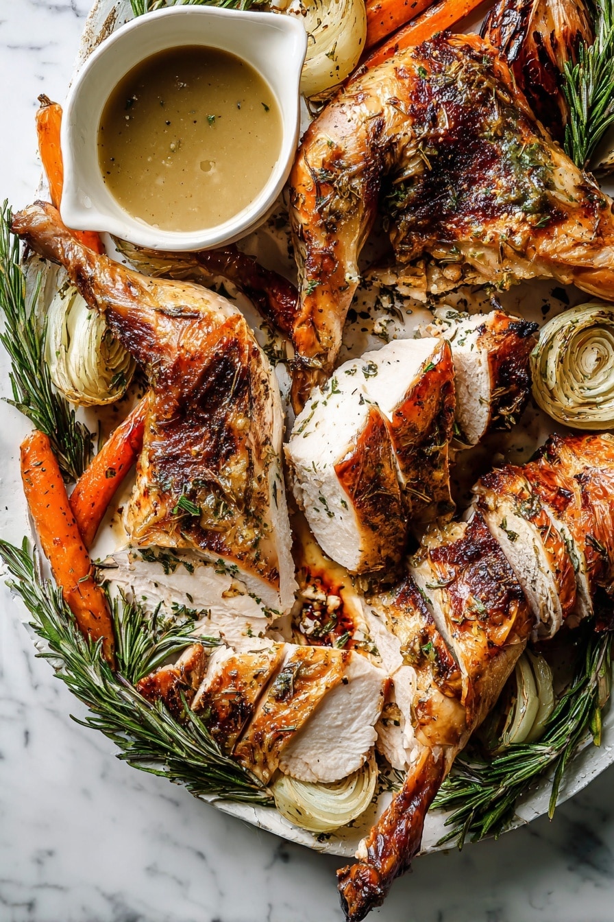 Spatchcock Turkey with Herb Butter Roasting Recipe - Serving