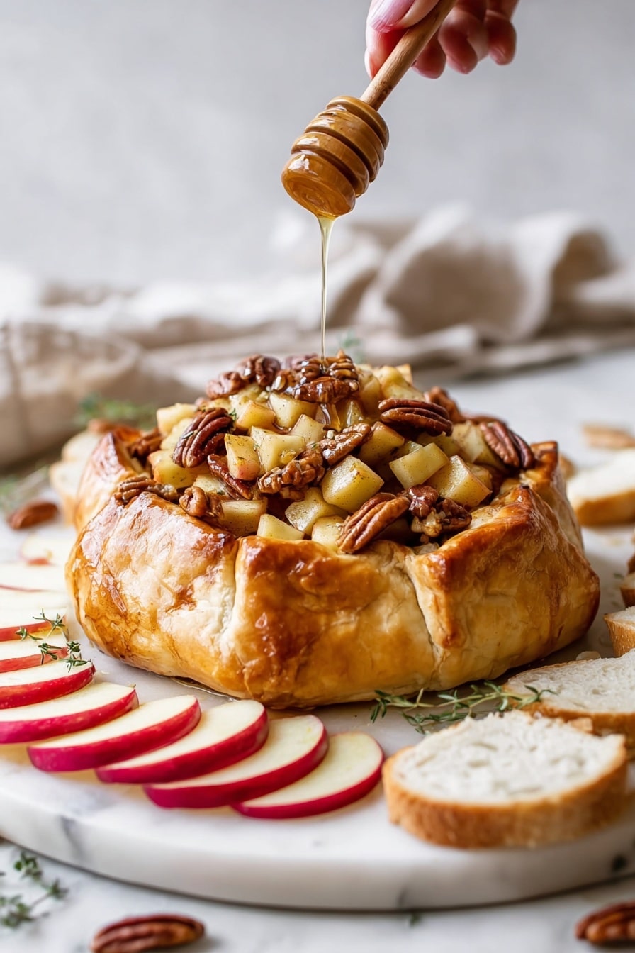 Baked Brie En Croute with Apple, Honey, and Pecan Topping Recipe - Recipe Step