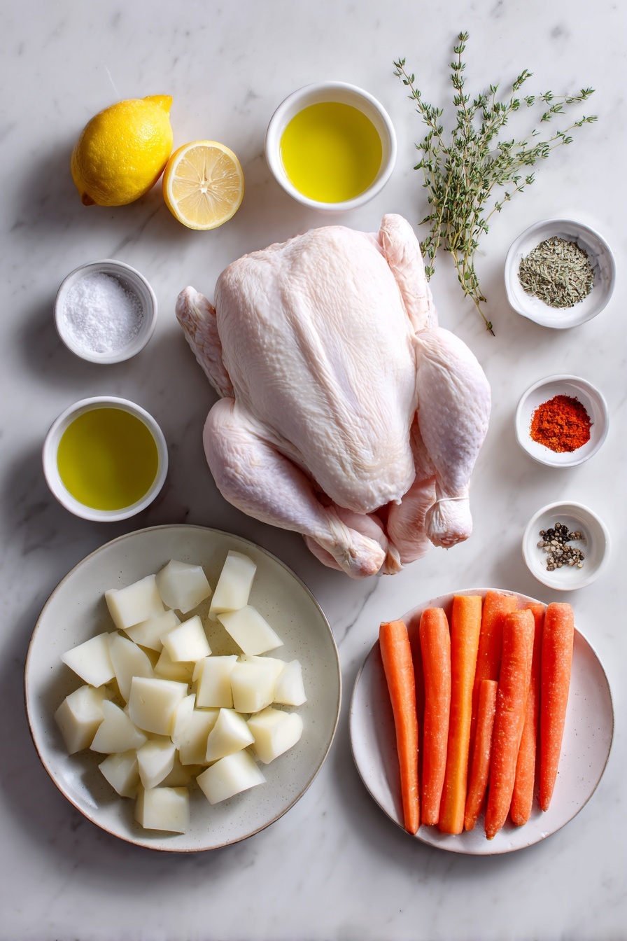 Greek Lemon Garlic Whole Roast Chicken Recipe - Ingredients