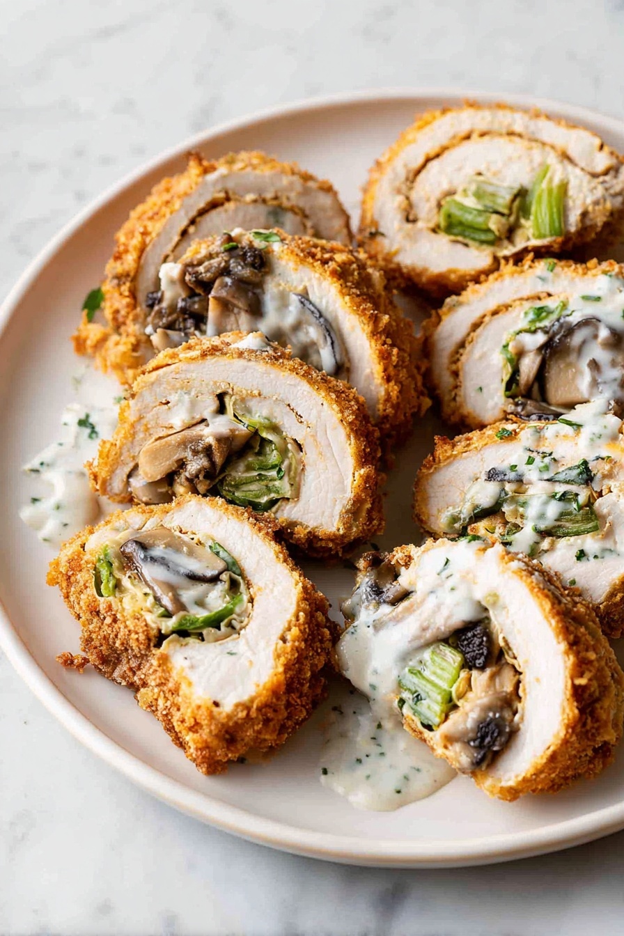 Creamy Chicken Roulade with Spinach and Mushrooms in Alfredo Sauce Recipe - Serving