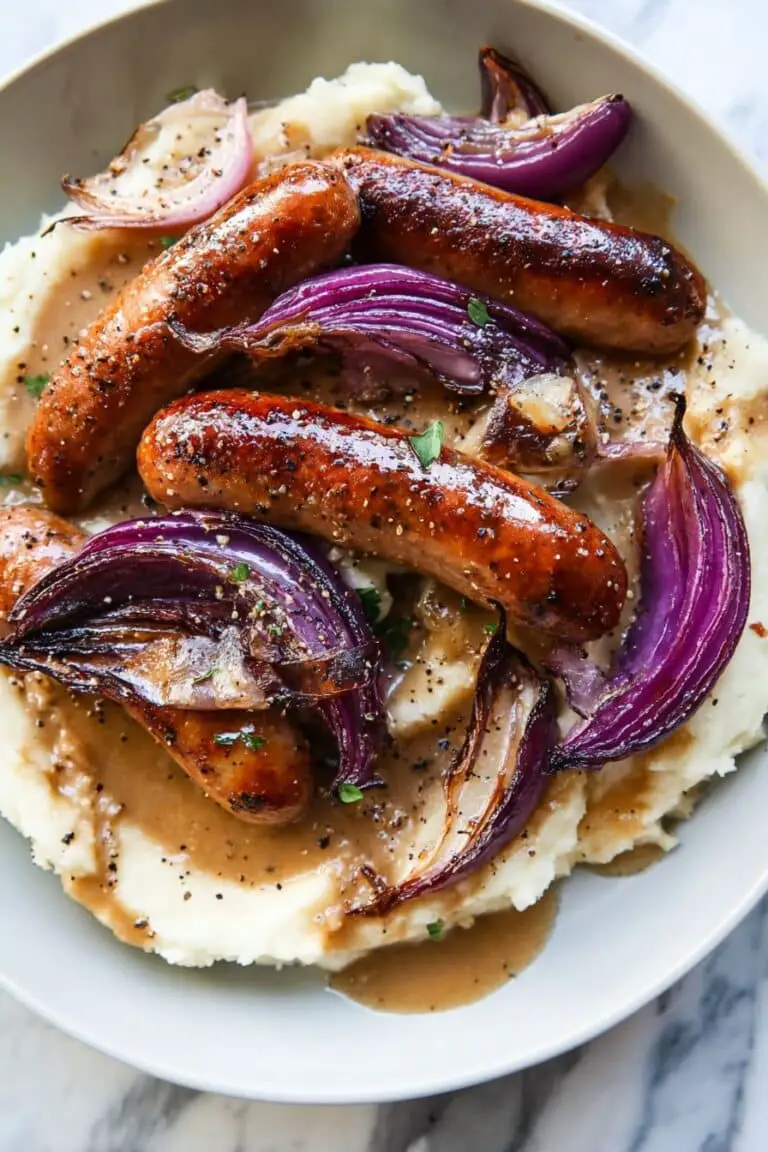 Bangers and Mash with Caramelized Onions Recipe