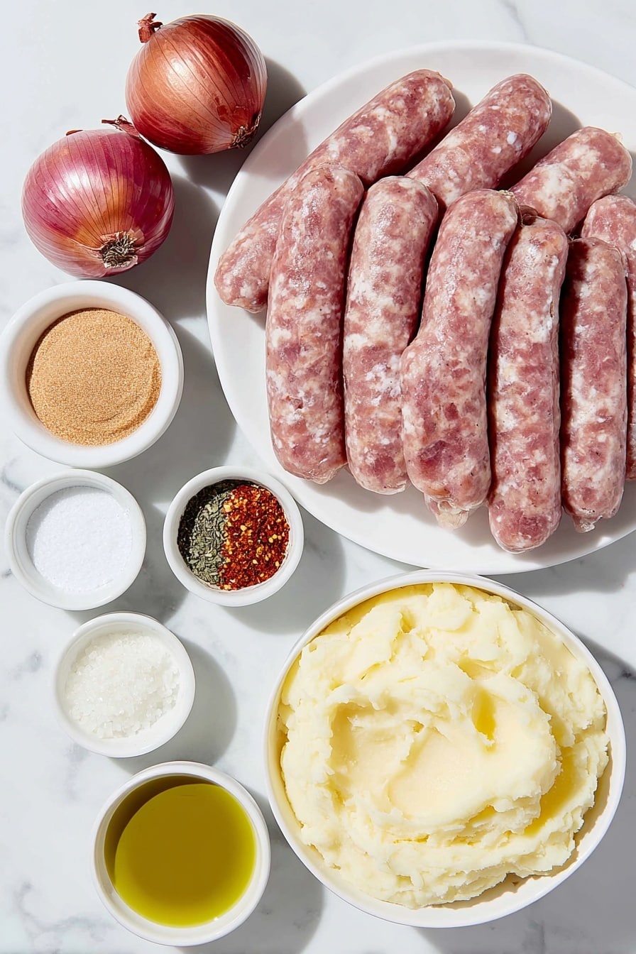 Bangers and Mash with Caramelized Onions Recipe - Ingredients