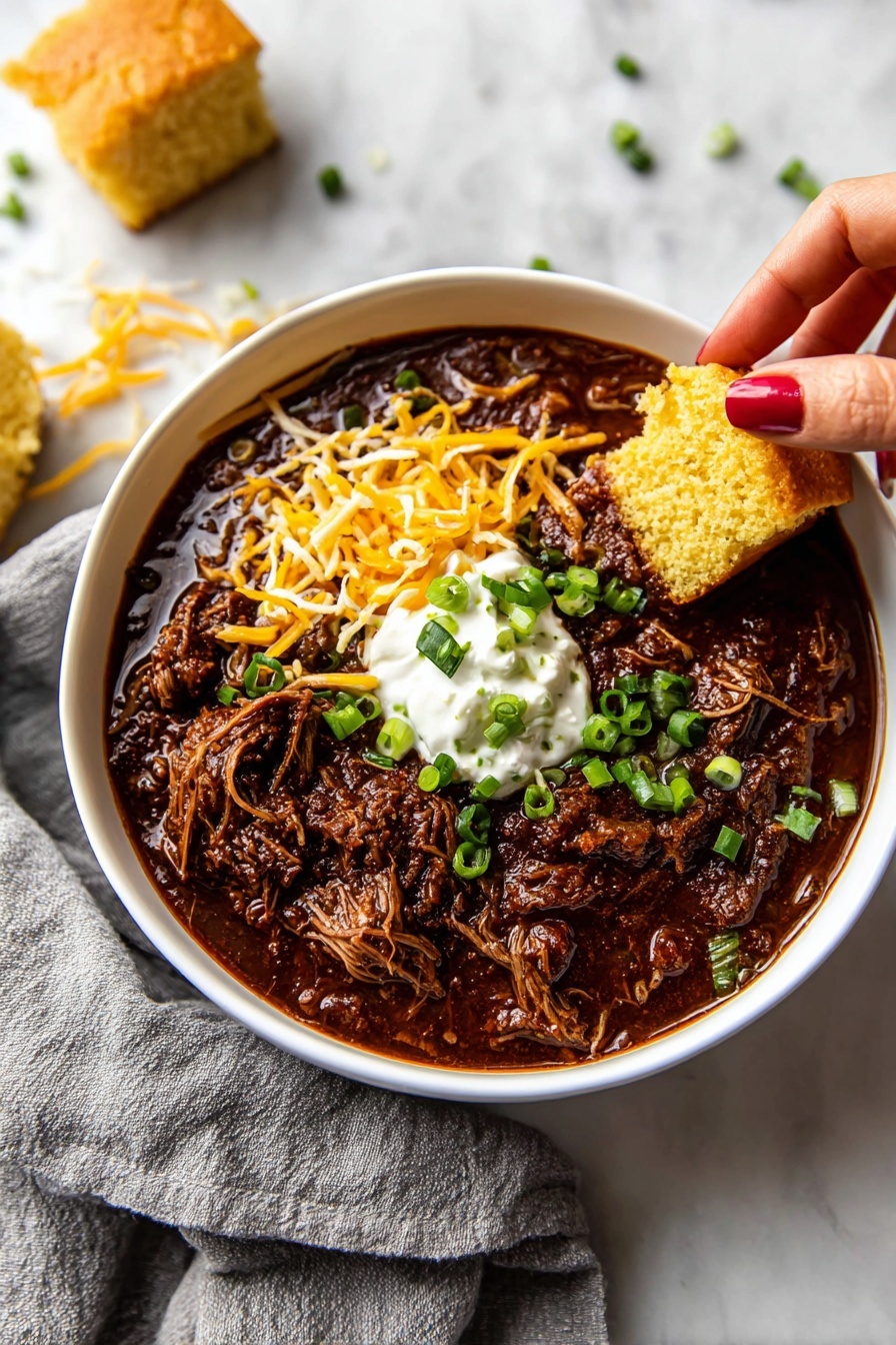 Slow Cooker Texas Beef Chili Recipe - Serving