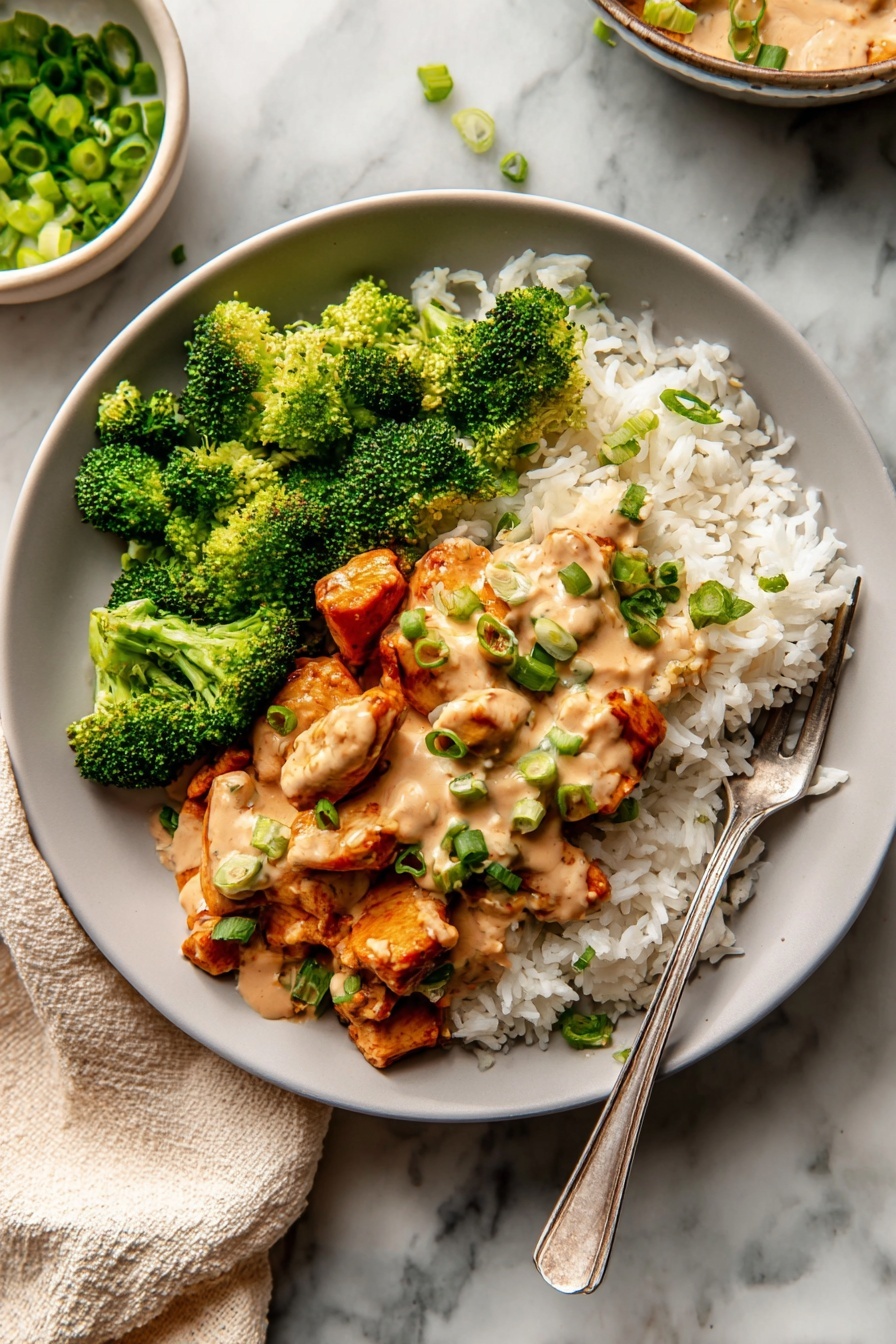 Red Curry Chicken Stir Fry with Spicy Cashew Sauce Recipe - Serving