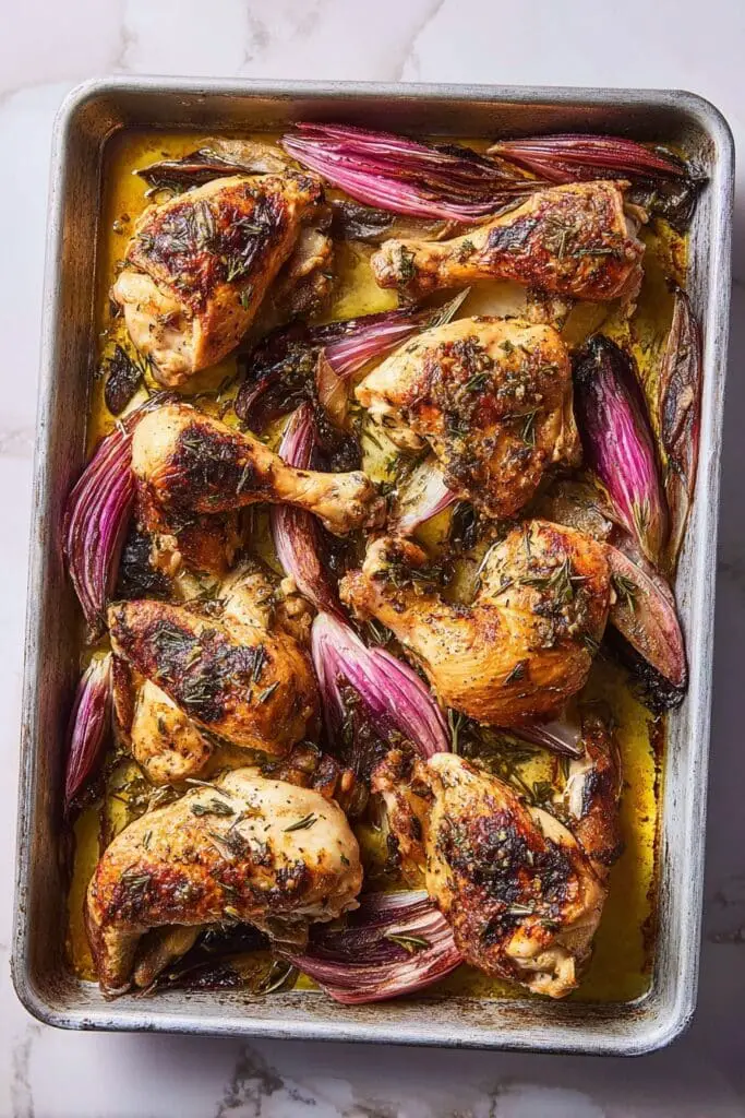 Sheet Pan Roasted Chicken with Onions Recipe