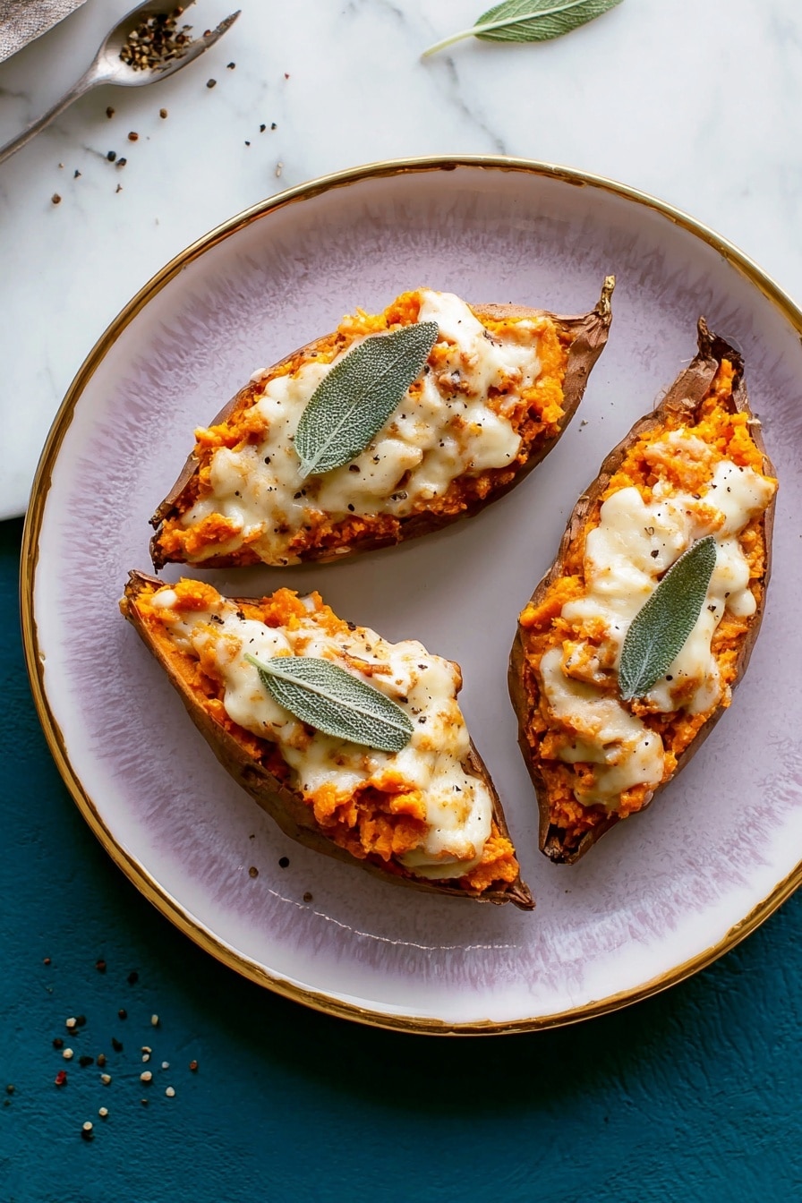 Twice Baked Sweet Potatoes with Pumpkin and Crispy Sage Recipe - Serving