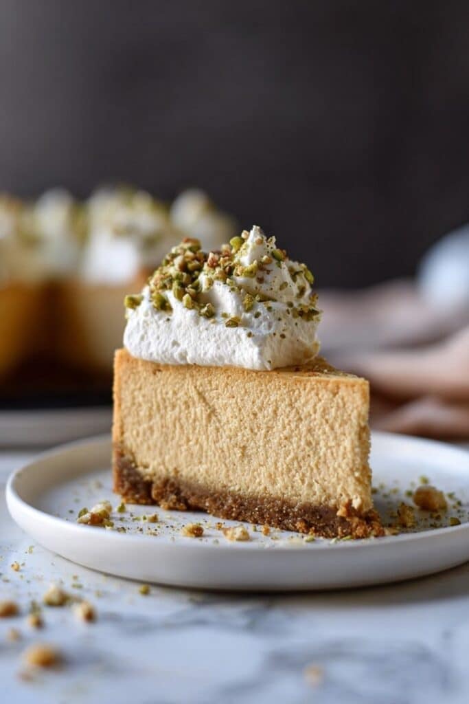 Brown Sugar Pumpkin Cheesecake with Pistachio Macaroon Crust Recipe