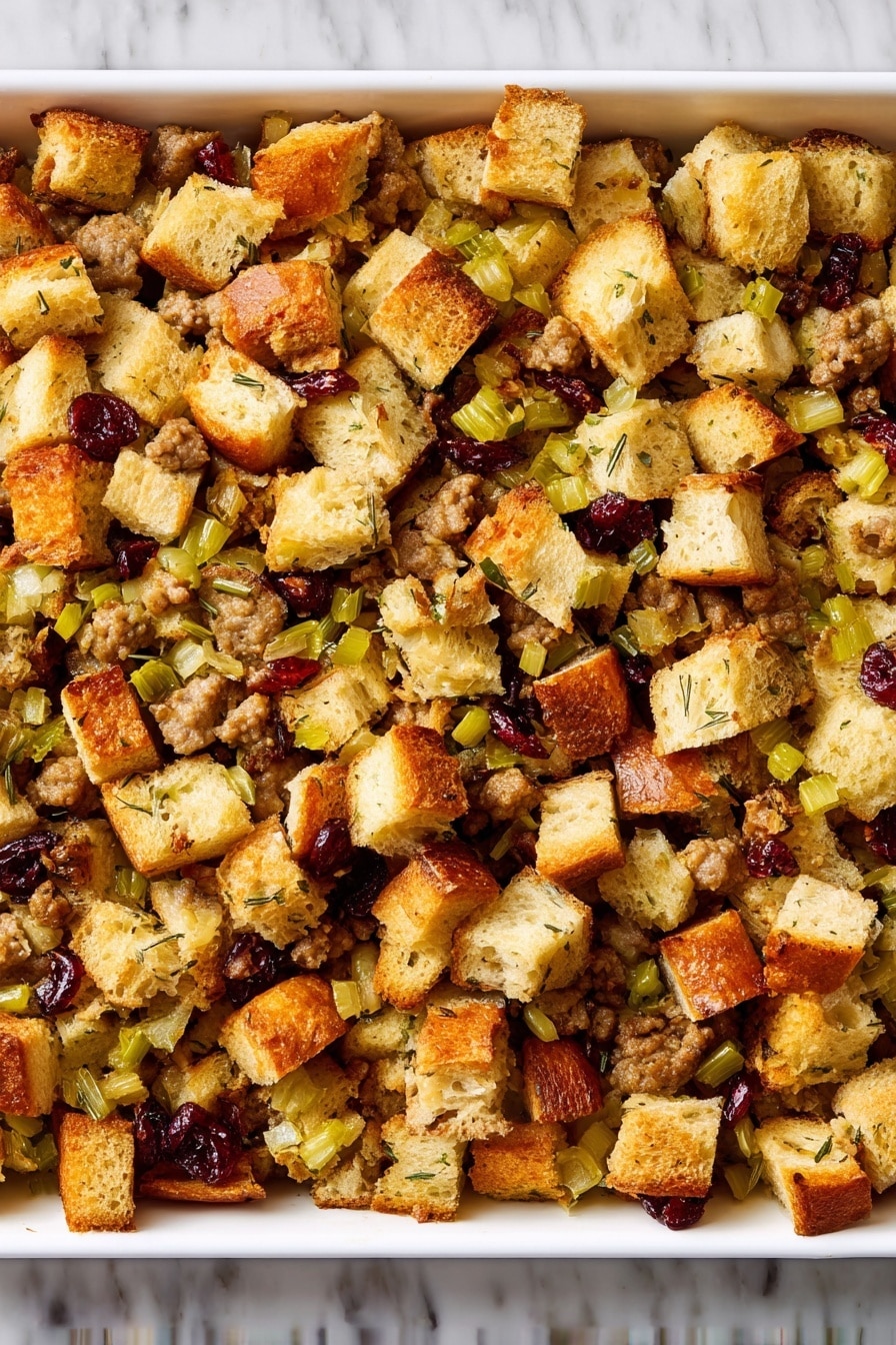 Sausage Cranberry Herb Stuffing Recipe - Serving