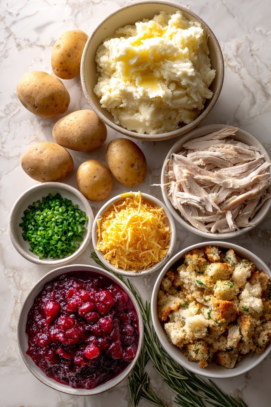 Thanksgiving Potato Skins with Turkey, Stuffing, and Cranberry Sauce Recipe - Ingredients