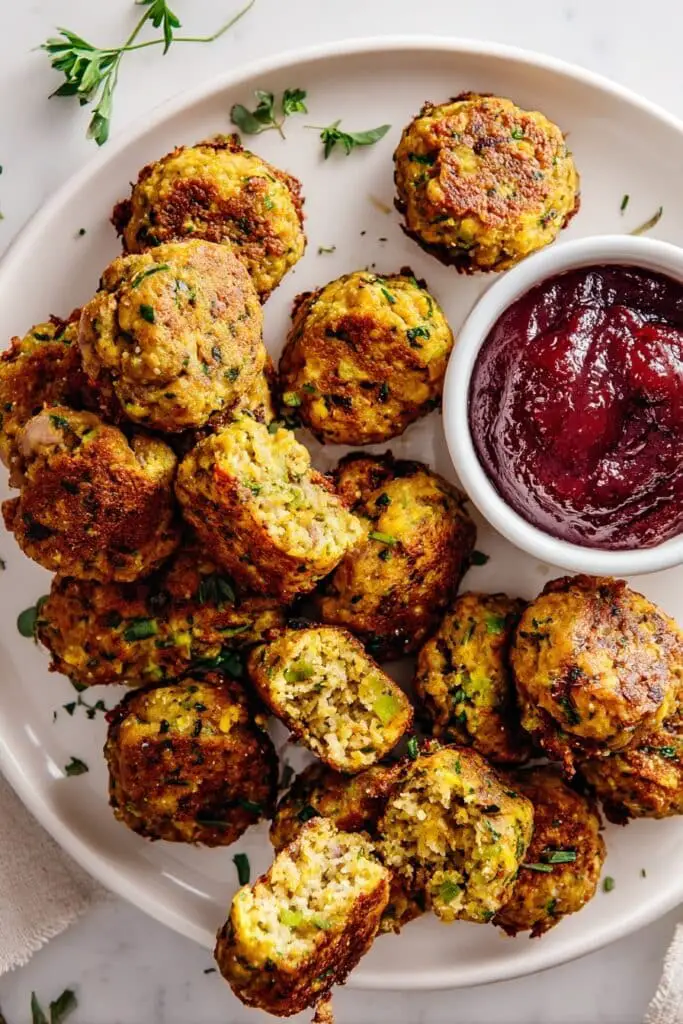 Sausage Stuffing Bites with Cranberry Sauce Recipe