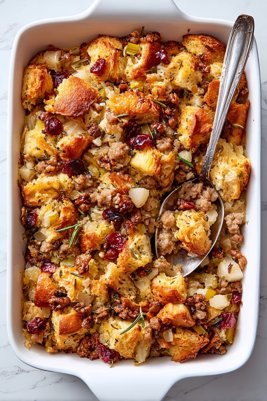 Croissant Stuffing with Sausage, Apples, and Cranberries Recipe - Recipe Step