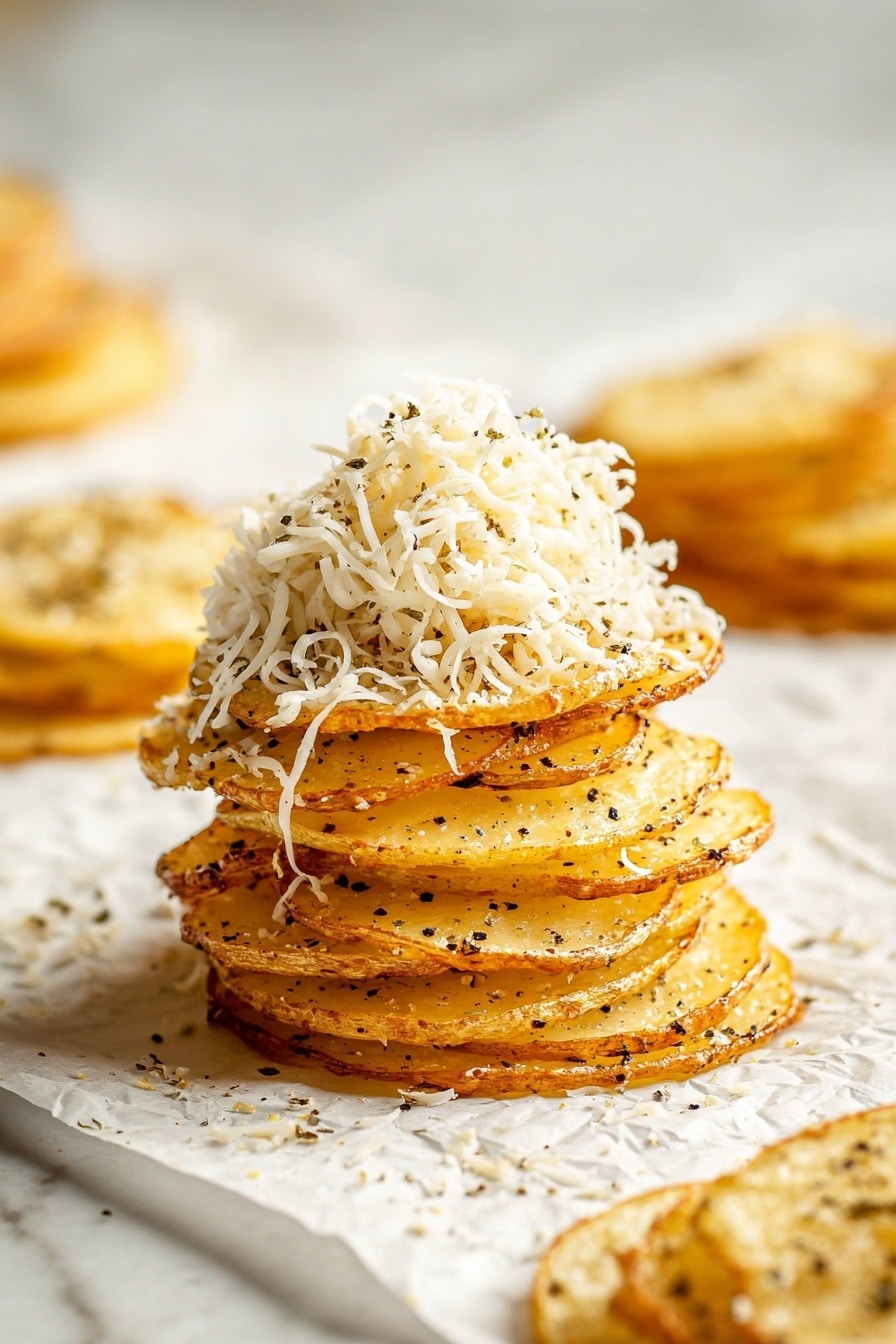 Crispy Cacio e Pepe Roasted Potato Stacks Recipe - Serving