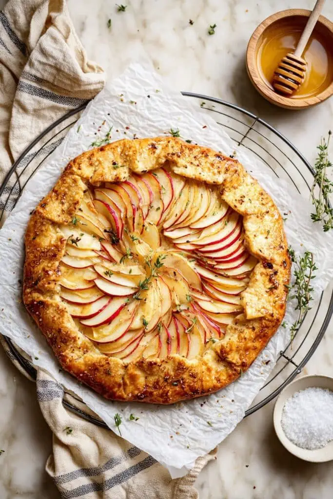 Apple Cheddar Galette with Thyme and Honey Recipe