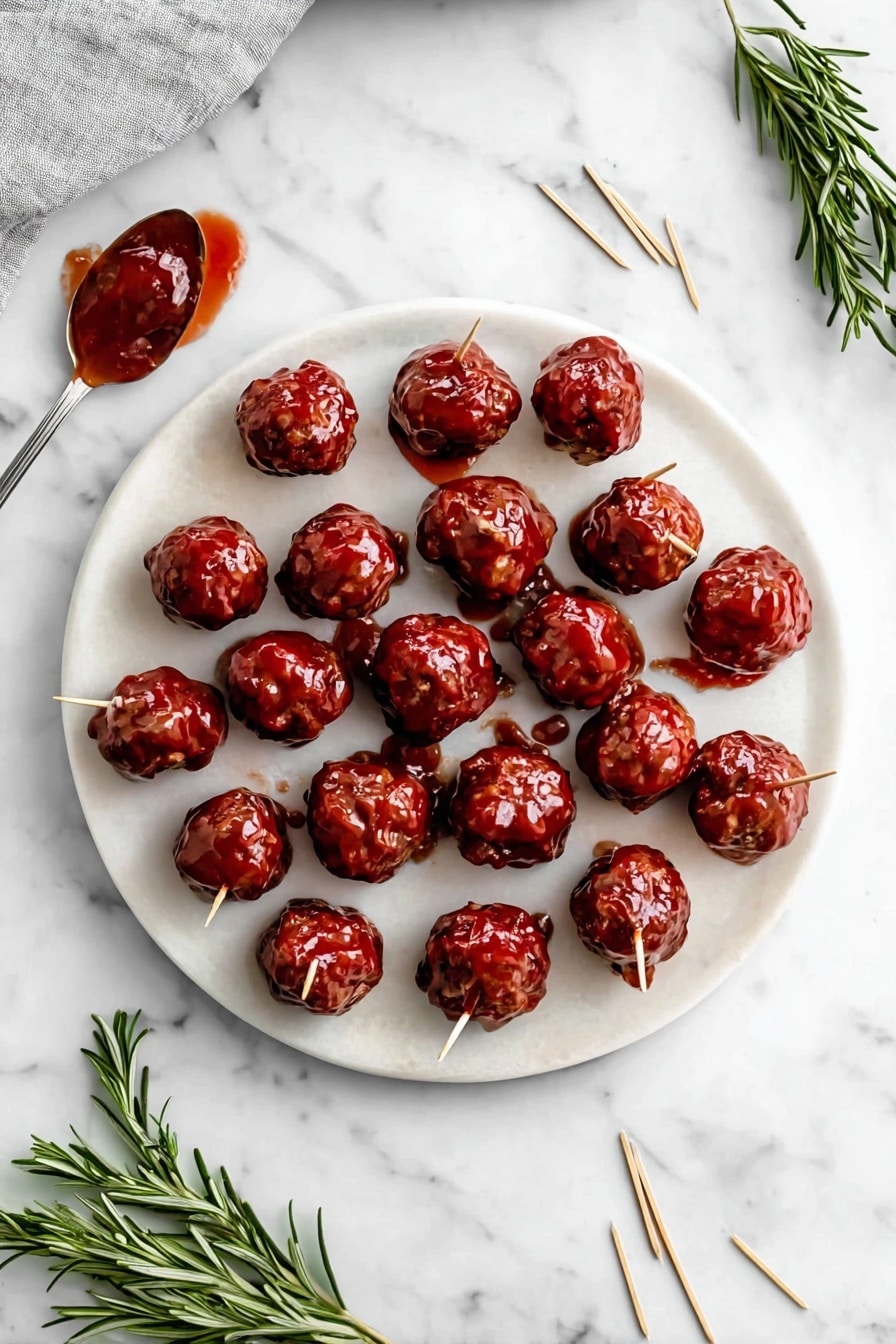 Slow Cooker Sweet & Spicy BBQ Cranberry Turkey Meatballs Recipe - Serving