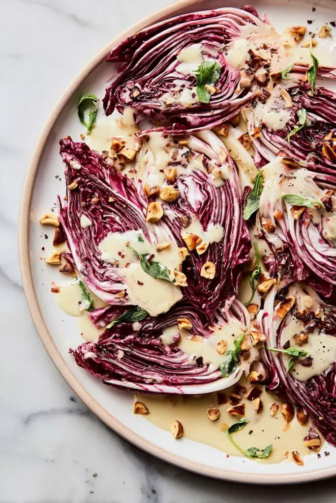 Grilled Radicchio Salad with Crème Fraîche Vinaigrette and Hazelnuts Recipe