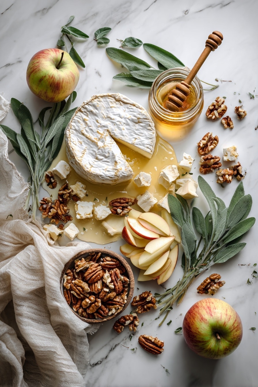Baked Brie En Croute with Apple, Honey, and Pecan Topping Recipe - Ingredients