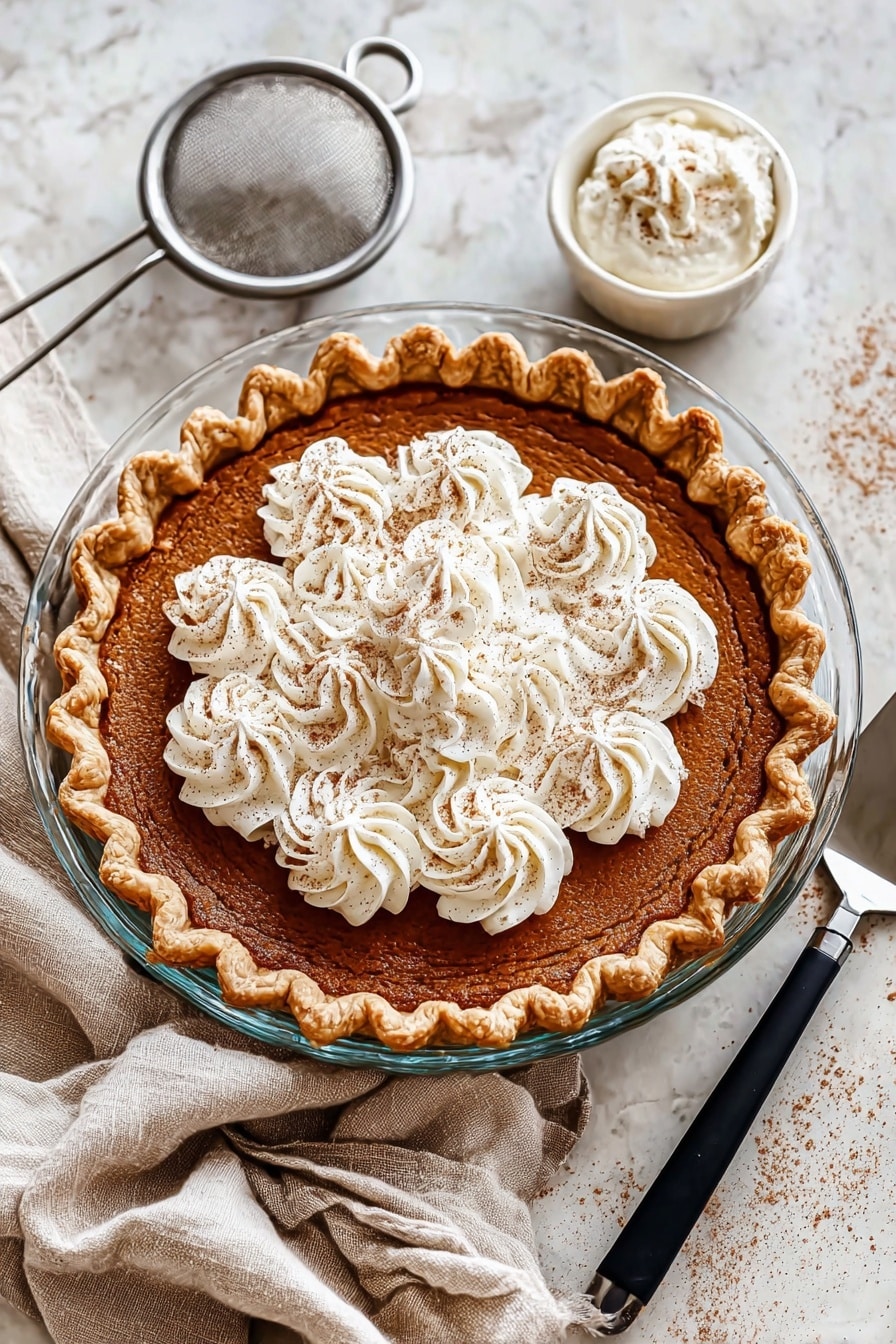 Sweet Potato Pie with Whipped Cream and Optional Coconut Flakes Recipe - Serving