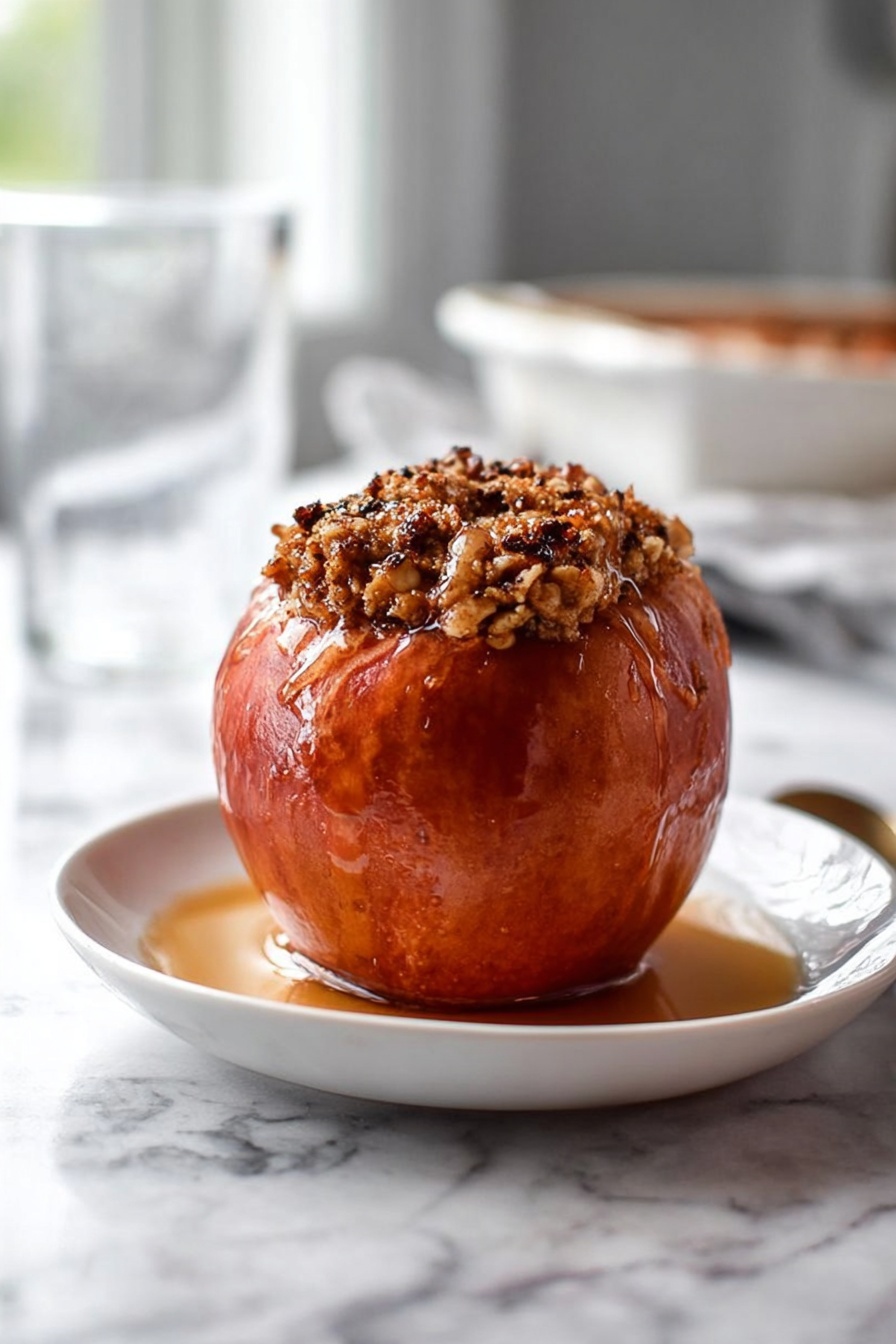 Bourbon Baked Apples with Oat-Stuffed Filling Recipe - Serving