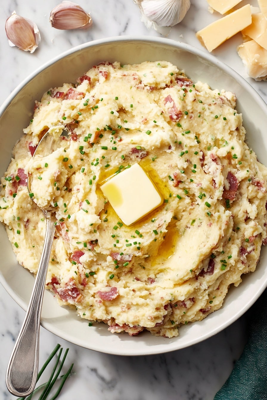Crockpot Garlic Mashed Potatoes Recipe - Serving