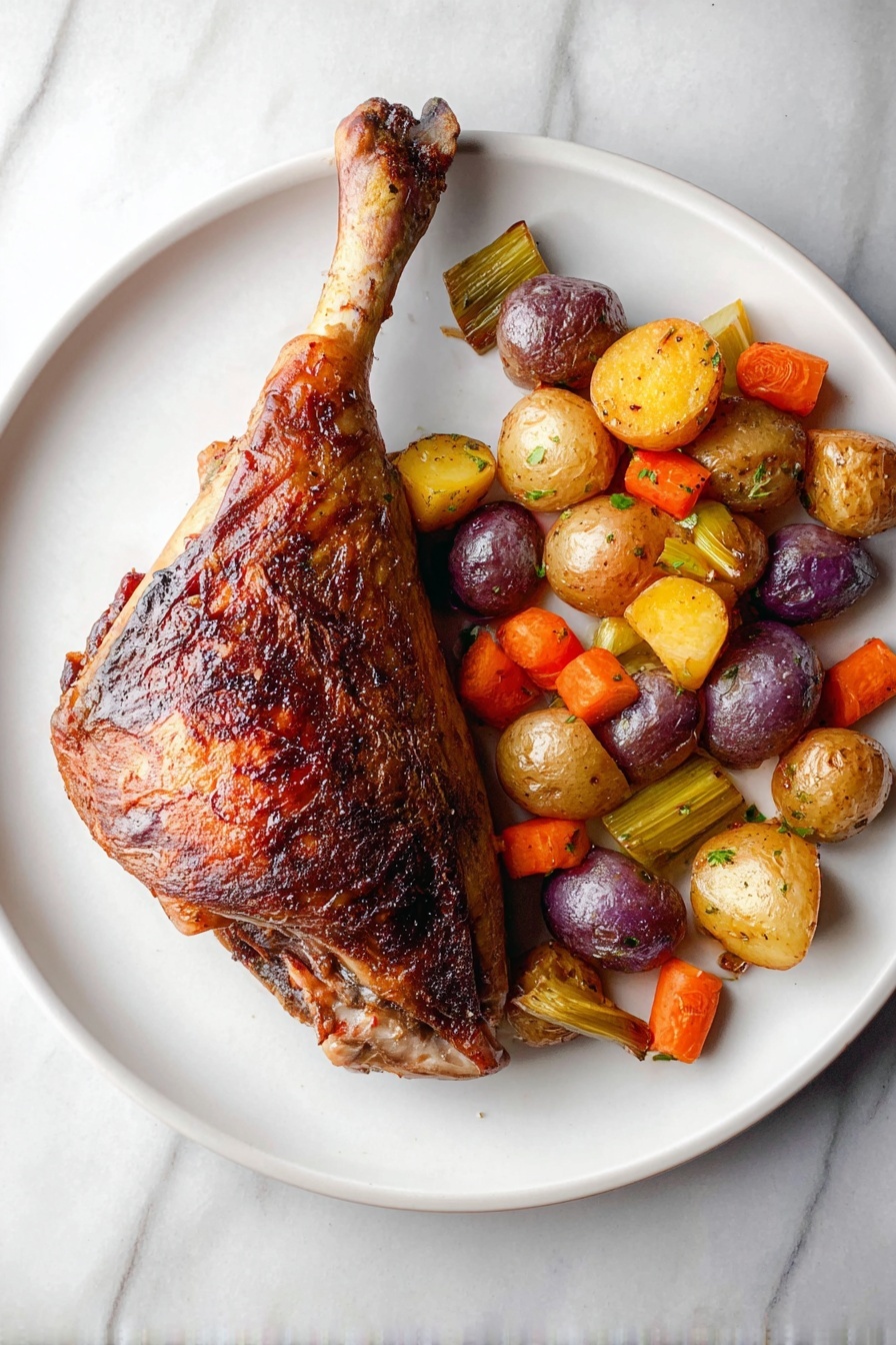 Roasted Turkey Legs with Vegetables Recipe - Serving