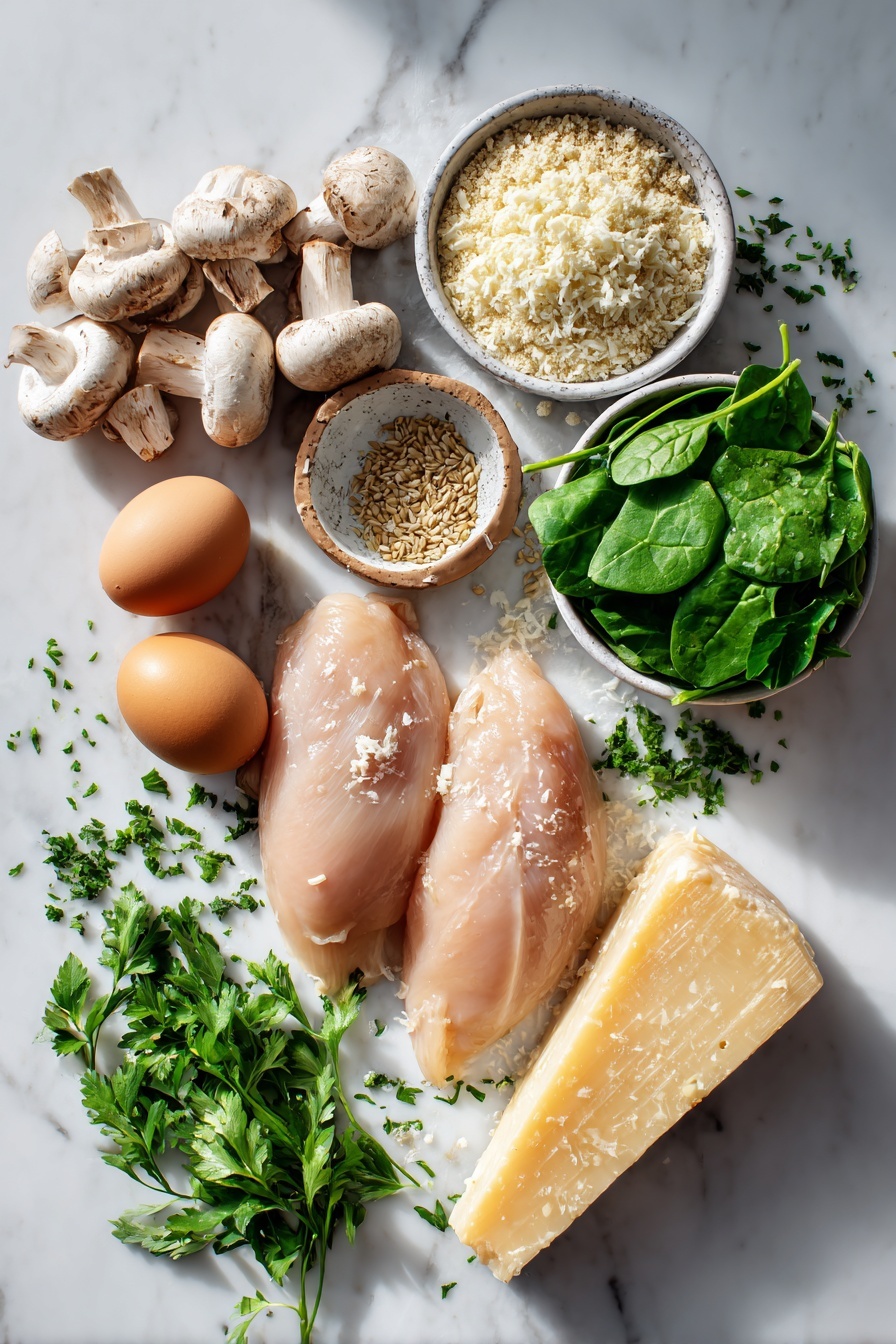 Creamy Chicken Roulade with Spinach and Mushrooms in Alfredo Sauce Recipe - Ingredients
