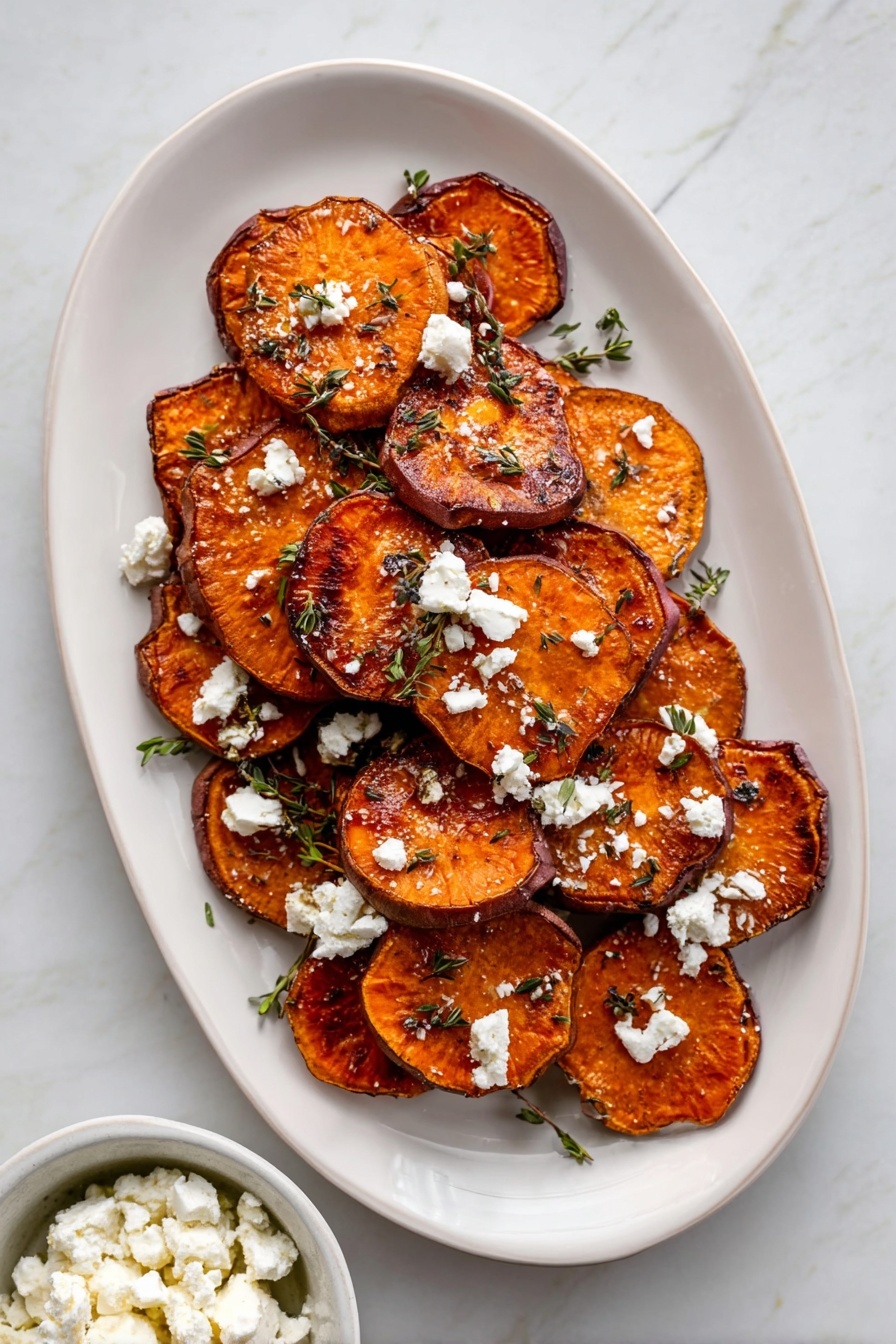 Roasted Sweet Potato Rounds with Honey & Feta Recipe - Serving