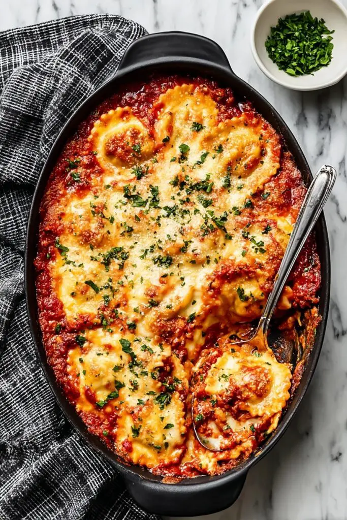 Baked Ravioli with Italian Sausage and Mozzarella Recipe