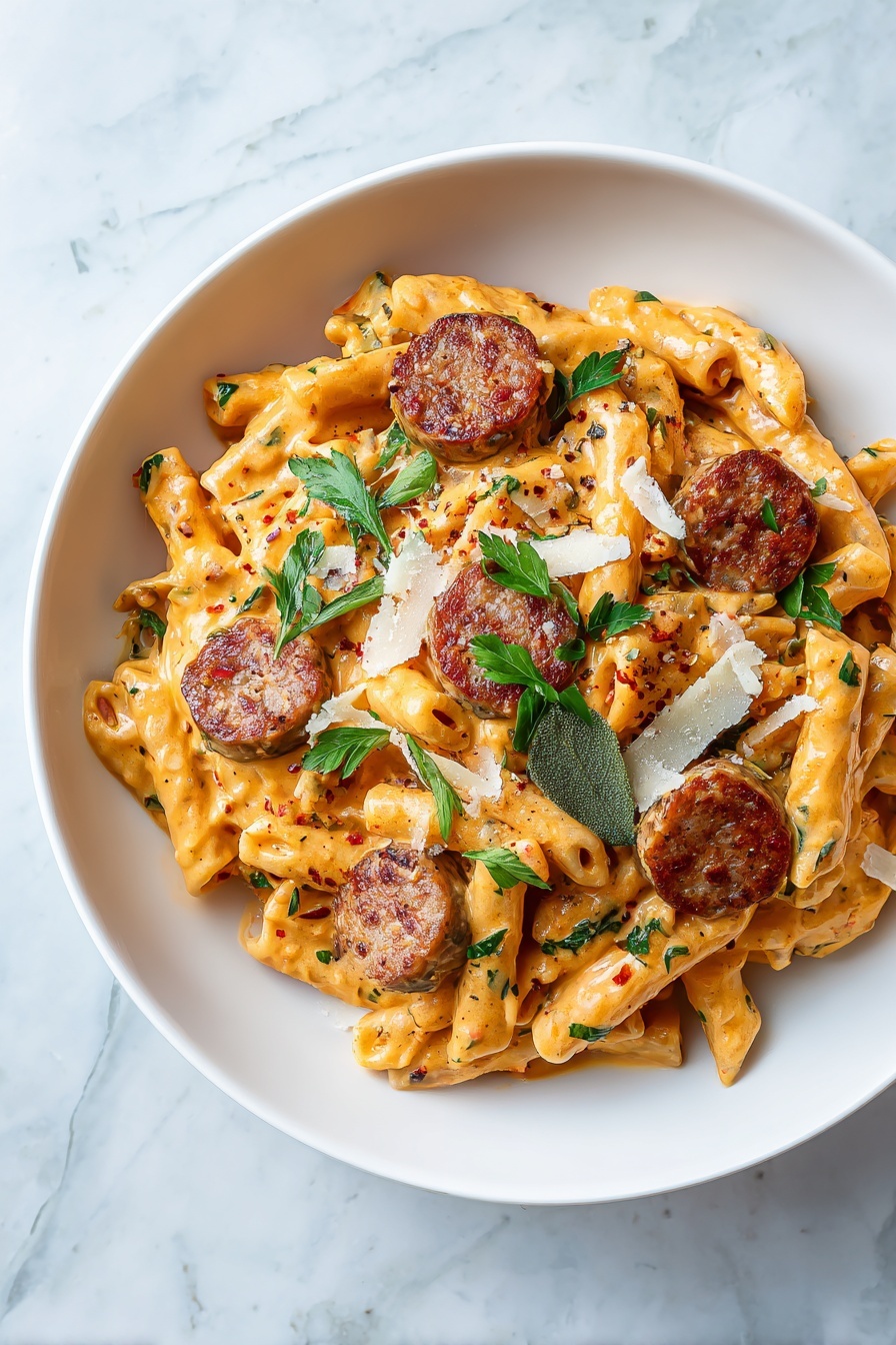 Smoked Sausage Cajun Alfredo Recipe - Serving