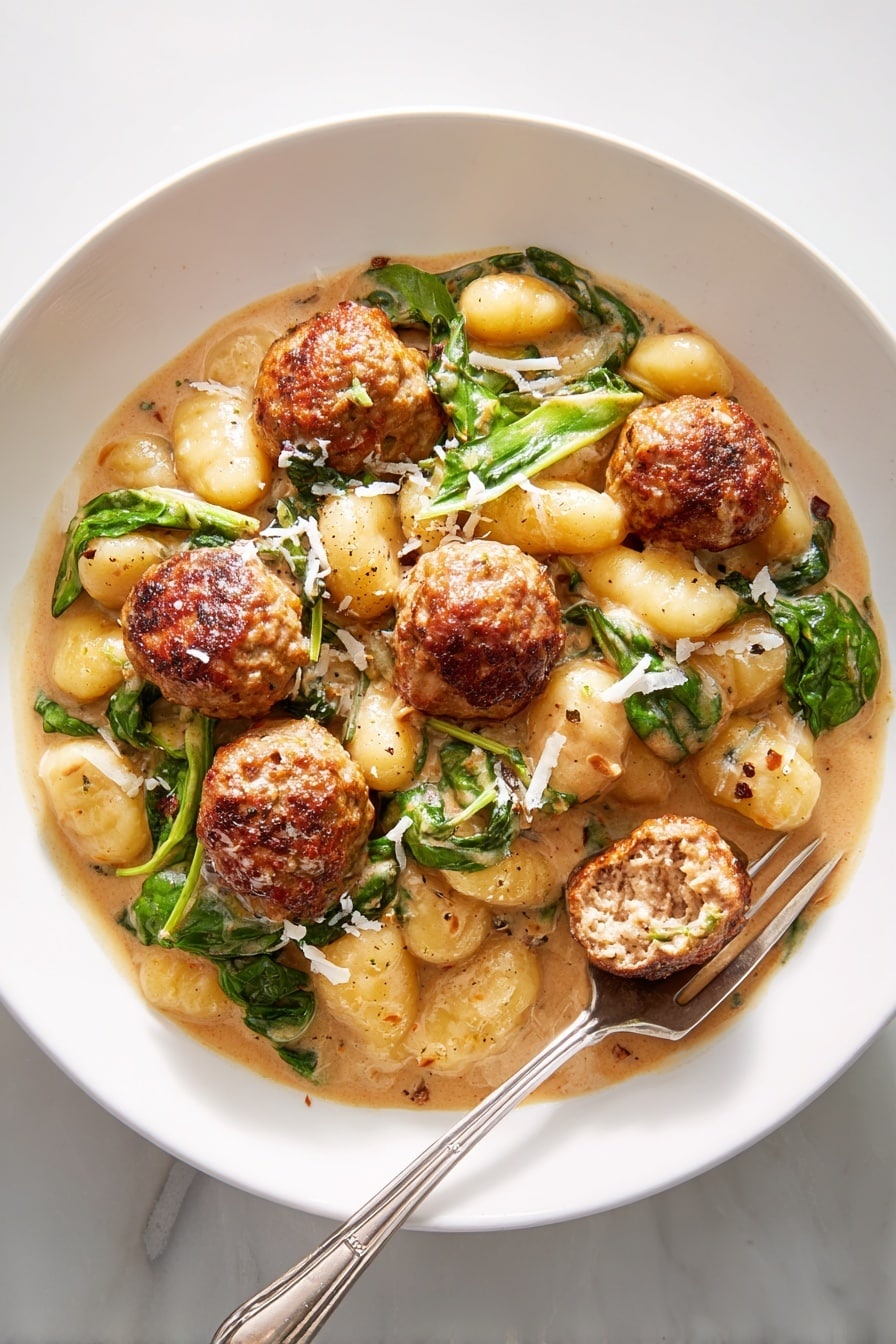 Slow-Cooker Tuscan Chicken Meatballs with Gnocchi Recipe - Serving
