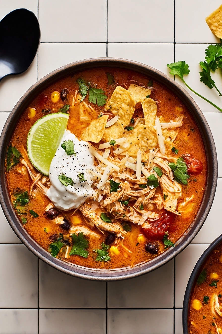 Slow Cooker Chicken Enchilada Soup Recipe - Serving