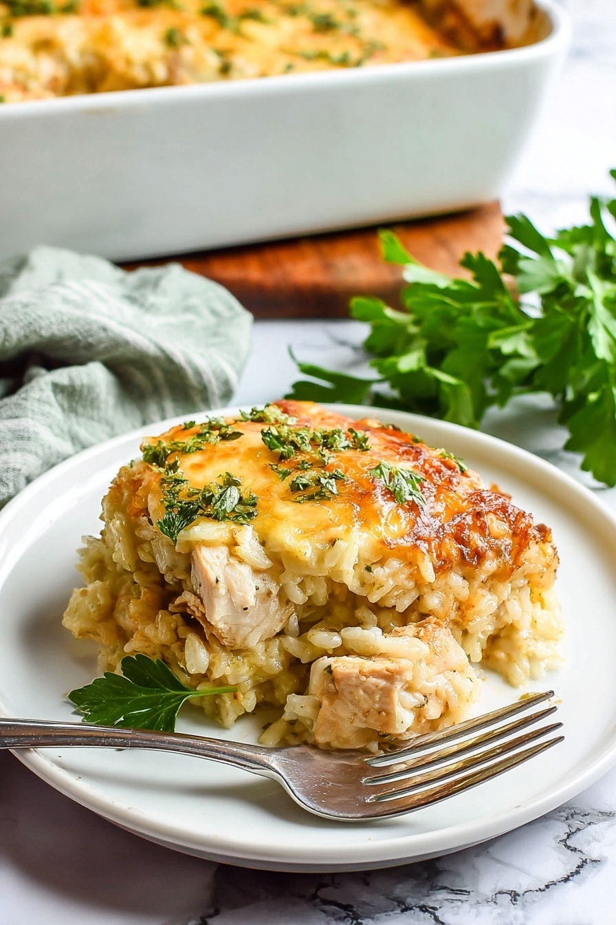 Cheesy Chicken Rice Casserole Recipe - Serving