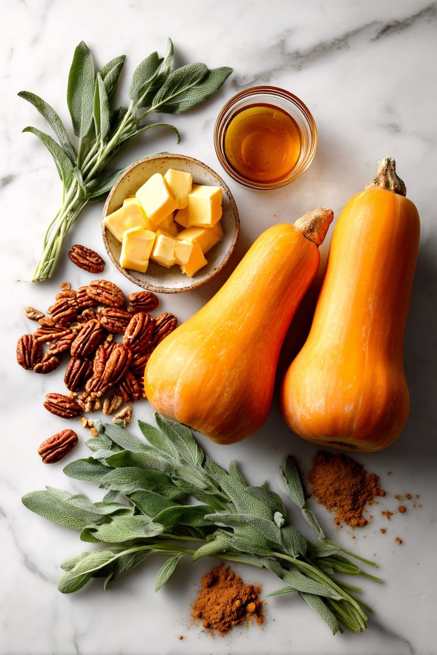 Hasselback Butternut Squash with Maple Pecan and Browning Sage Butter Recipe - Ingredients
