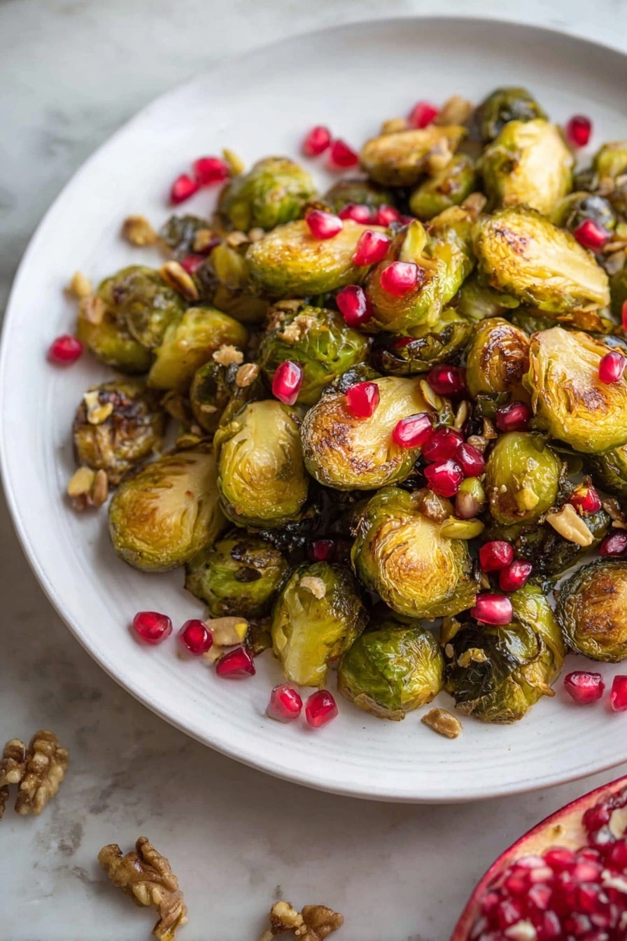 Roasted Maple Mustard Brussels Sprouts with Pistachios and Pomegranate Recipe - Recipe Step